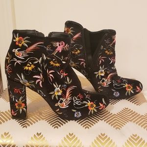 Velvet Embroidered Booties